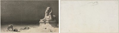 Reszta w ucieczce do Egiptu (recto); Szkic Sfinksa [?] (verso) autorstwa Luc Olivier Merson