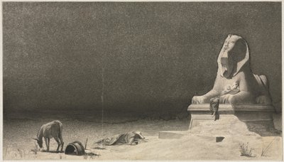 Odpoczynek podczas ucieczki do Egiptu recto, Szkic sfinksa [] verso, c. 1879-80. autorstwa Luc Olivier Merson