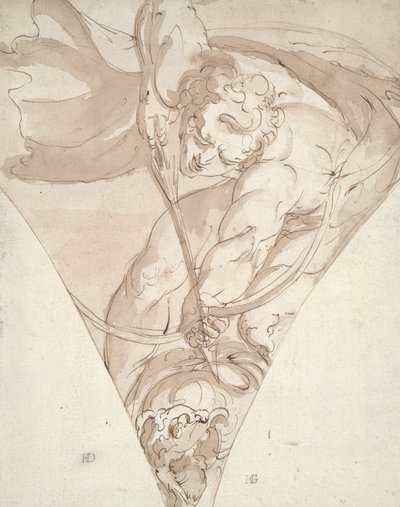 Apollo zabija Pythona, studiuj spandrel w Palazzo Antonio Doria (Palazzo della Prefettura), Genua autorstwa Luca Cambiaso