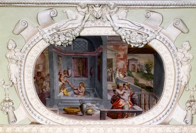 Sceny kąpieli, uwodzenia. Fresk Luca Cambiaso (1527-1585) autorstwa Luca Cambiaso