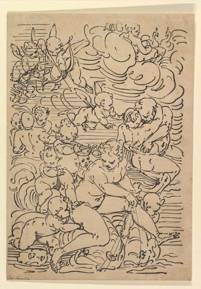 Triumf Amfitryty, ca. 1550-1580. autorstwa Luca Cambiaso