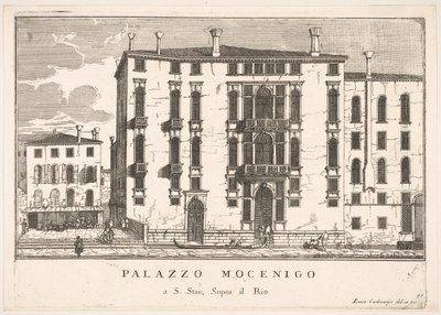 Ilustracja 91: Widok pałacu Mocenigo w Campo San Stae, Wenecja, 1703, z: Budynki..., 1703. autorstwa Luca Carlevarijs