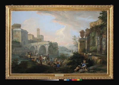 Capriccio z Ponte Rotto, ok. 1714 (olej na płótnie) autorstwa Luca Carlevaris