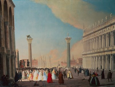 Piazzetta, Wenecja, patrząc na południe przed fasadą San Marco (olej na płótnie) autorstwa Luca Carlevaris