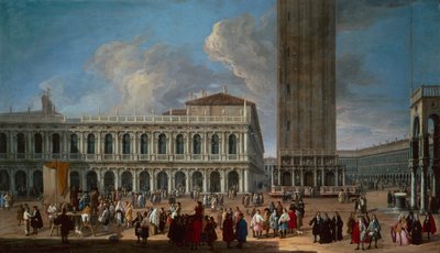 Piazzetta i Piazza San Marco, Wenecja (olej na płótnie) autorstwa Luca Carlevaris