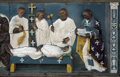 Pochowanie zmarłych, szczegół, 1526-28 autorstwa Luca Della Robbia