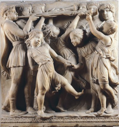 Dzieci i cherubinki tańczące, śpiewające i bawiące się, detal z Cantorii (galeria chóru) autorstwa Luca Della Robbia