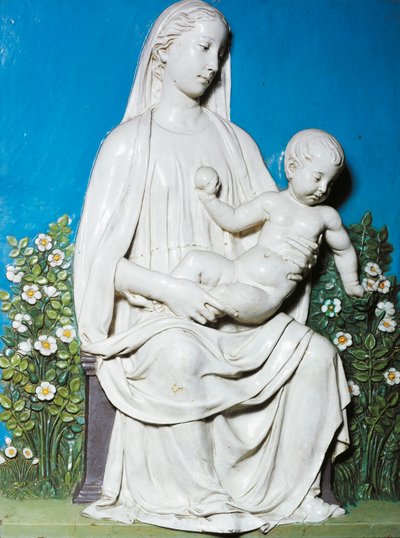 Madonna z Ogrodu Różanego, ok.1450-55 (terakota) autorstwa Luca Della Robbia