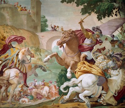 Życie Antenora, fragment cyklu fresków Luki Ferrari (1605-1654), sala centralna Villa Selvatico, Battaglia Terme, Wenecja Euganejska, Włochy autorstwa Luca Ferrari