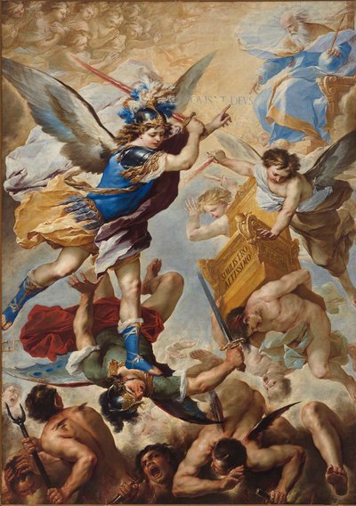 Archanioł Michał pokonuje zbuntowanych aniołów, 1657. autorstwa Luca Giordano