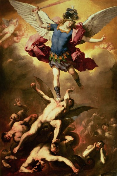 Archanioł Michał obala zbuntowanego anioła, ok. 1660-65 autorstwa Luca Giordano