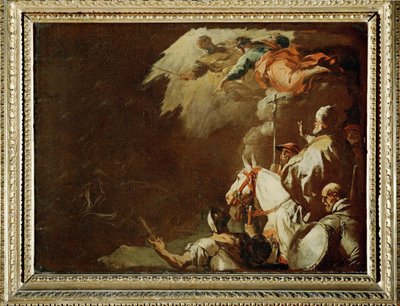 Papież Leon Wielki mierzy się z Attylą Hunem Bozzetto (obraz na płótnie) autorstwa Luca Giordano