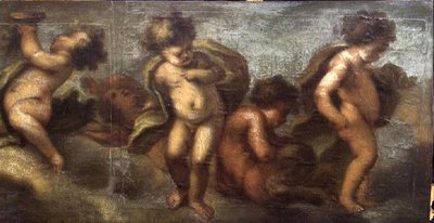 Putti disporting (papier na płótnie) (detal po prawej stronie) (patrz także 67087-90) autorstwa Luca Giordano