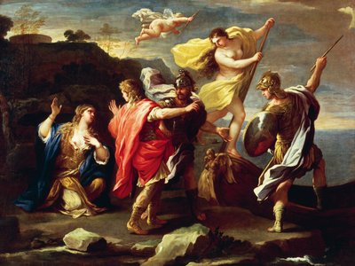 Rinaldo i Armida, reż. Luca Giordano, olej na płótnie autorstwa Luca Giordano