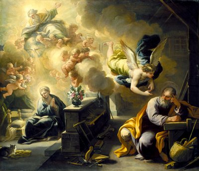 Sen św. Józefa, ok. 1700 r. (olej na płótnie) autorstwa Luca Giordano