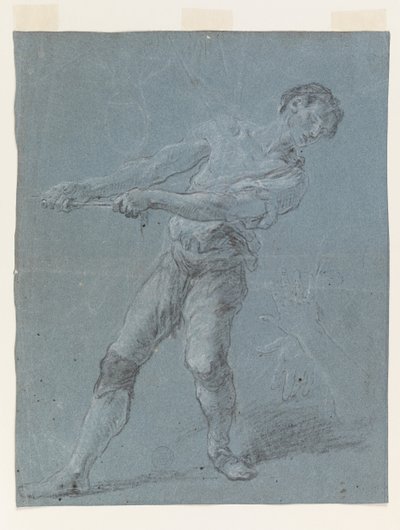 Młody mężczyzna ciągnący linę autorstwa Luca Giordano