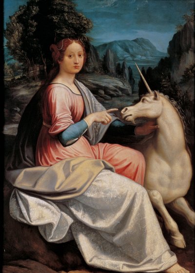 Dama i Jednorożec, 1534-1540. autorstwa Luca Longhi