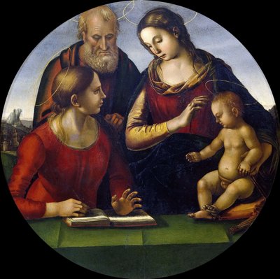 Święta Rodzina ze Świętym, ok. 1490-1495. autorstwa Luca Signorelli