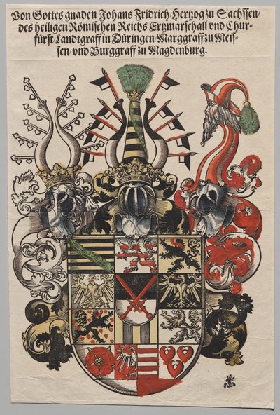 Herb Jana Fryderyka, elektora saskiego, zwany Wspaniałym autorstwa Lucas Cranach