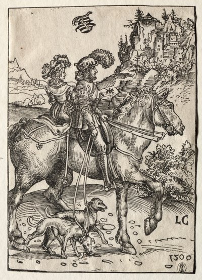 Dżentelmen i dama jadąca w pogoń, 1506. autorstwa Lucas Cranach the Elder