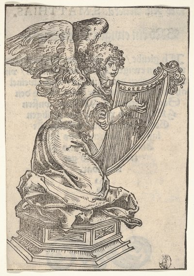 Srebrna statuetka Anioła grającego na harfie, z Wielkiej serii Relikwii Wittenberskiej..., 1509. autorstwa Lucas Cranach the Elder