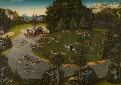 Polowanie na jelenia z elektorem Fryderykiem Mądrym autorstwa Lucas Cranach the Elder