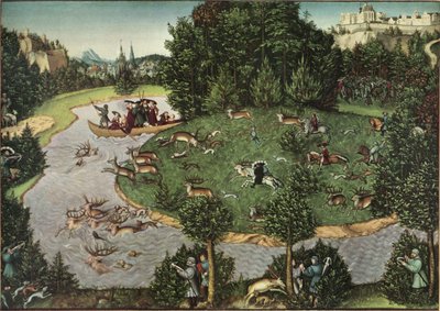Polowanie na jelenia z elektorem Fryderykiem Mądrym autorstwa Lucas Cranach the Elder