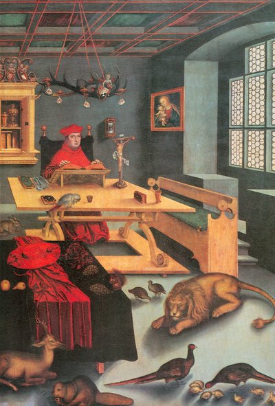 Kardynał Albrecht z Brandenburgii jako święty Jerome autorstwa Lucas Cranach the Elder