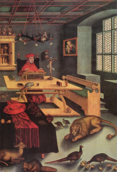 Kardynał Albrecht z Brandenburgii jako święty Jerome autorstwa Lucas Cranach the Elder