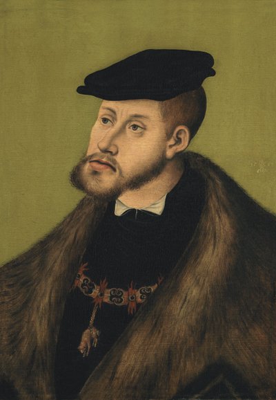 niemiecki: Bildnis Kaiser Karls V. Portret cesarza Karola V autorstwa Lucas Cranach the Elder