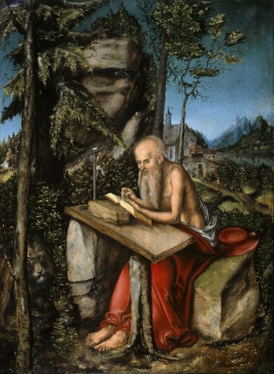 St Jerome in Rocky Landscape St Jerome in Rocky Landscape autorstwa Lucas Cranach the Elder