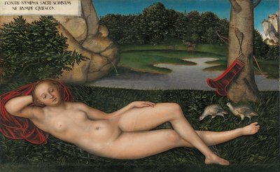 Niemiecki:  Quellnymphe Nimfa przy fontannie autorstwa Lucas Cranach the Elder