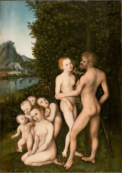 Niemiecki: Urzeitliche Menschen Pierwotni ludzie autorstwa Lucas Cranach the Elder