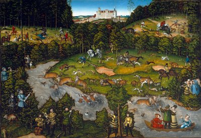 Polowanie na dworze w pobliżu zamku Hartenfels (Torgau w Saksonii) autorstwa Lucas Cranach the Elder