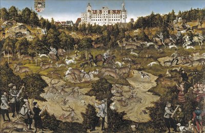 Polowanie na cześć cesarza Karola V na zamku Torgau autorstwa Lucas Cranach the Elder