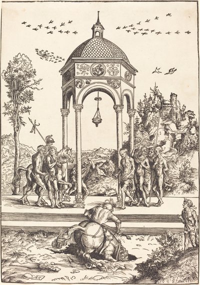 Marcus Curtius pogrążający się w przepaści autorstwa Lucas Cranach the Elder