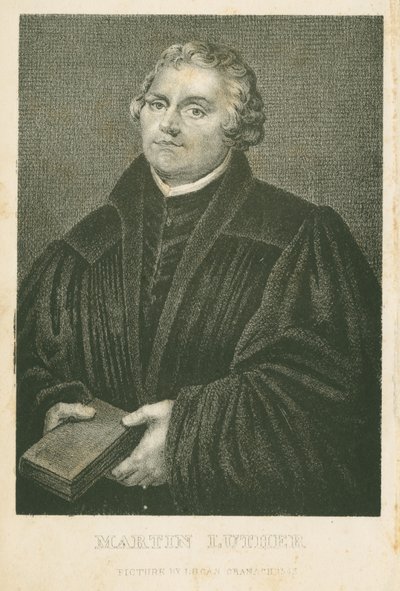 Marcin Luter, litografia autorstwa Jamesa Webera (ok. 1824-86), ok. 1850 r. autorstwa Lucas Cranach the Elder