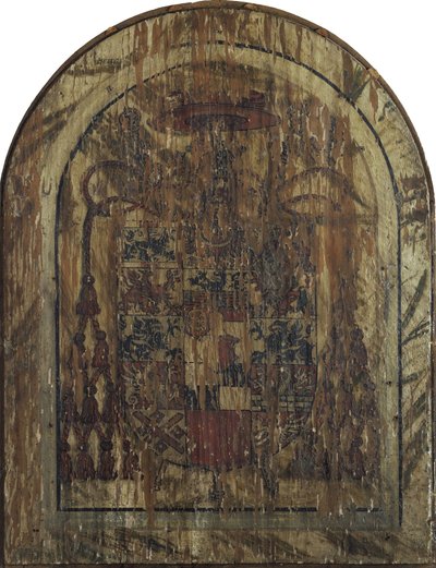 Ołtarz Pfirtschera: Chrystus jako Człowiek Boleści, siedzący na sarkofagu między Dziewicą i św. Janem [panel centralny] autorstwa Lucas Cranach the Elder