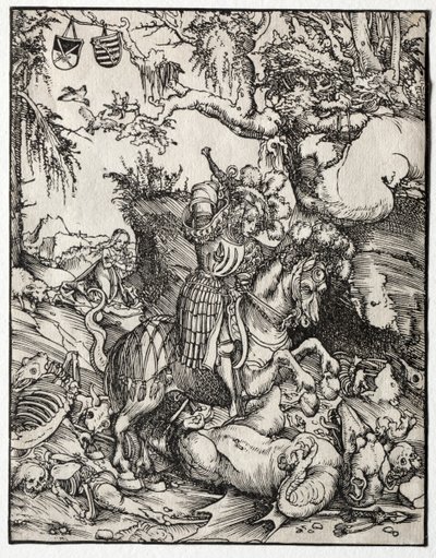 Św. Jerzy zabijający smoka, 1500s. autorstwa Lucas Cranach the Elder