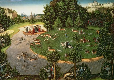 Polowanie na jelenie elektora Fryderyka III Mądrego, 1529 (płyta) autorstwa Lucas Cranach the Elder
