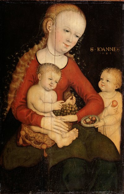 Dziewica i dziecko z Janem Chrzcicielem jako chłopiec”. autorstwa Lucas Cranach the Elder