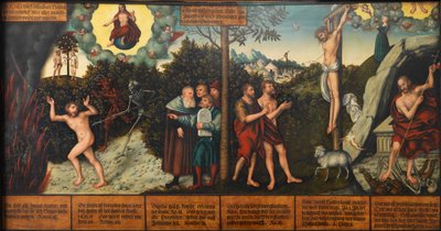 Niemiecki: Alegoria prawa i łaski Prawo i łaska autorstwa Lucas Cranach the Elder and workshop