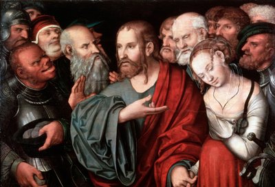 Chrystus i niewiasta przyłapana na cudzołóstwie, po 1532 r. autorstwa Lucas Cranach the Younger
