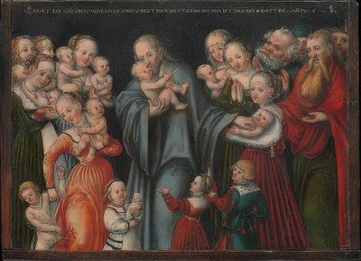 Chrystus błogosławi dzieci. Około 1545--50 autorstwa Lucas Cranach the Younger