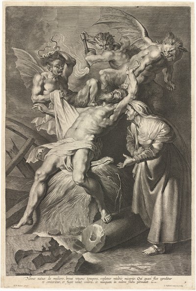 Hiob dręczony przez demony i maltretowany przez żonę autorstwa Lucas Emil Vorsterman after Sir Peter Paul Rubens