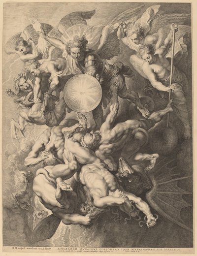 Upadek zbuntowanych aniołów autorstwa Lucas Emil Vorsterman after Sir Peter Paul Rubens