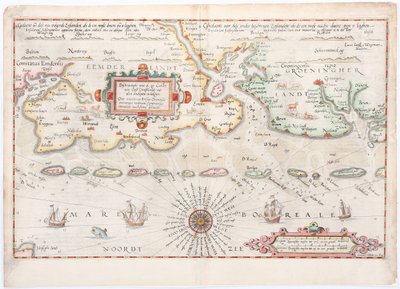 Mapa Fryzji Wschodniej 1584 autorstwa Waghenaera autorstwa Lucas Janszoon Waghenaer