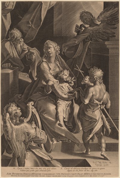 Święta Rodzina i Dwaj Aniołowie autorstwa Lucas Kilian, after Bartholomaeus Spranger