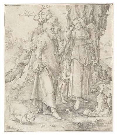 Odrzucenie Hagar, 1516. autorstwa Lucas Leyden van