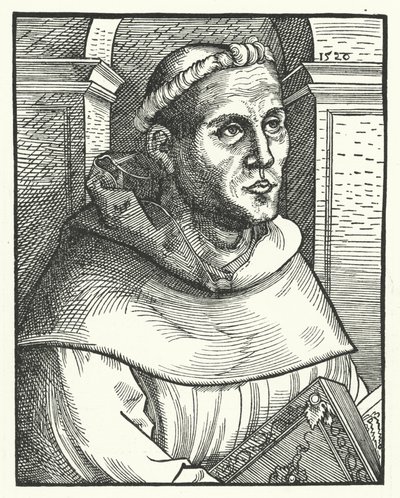 Marcin Luter jako mnich augustiański (rycina) autorstwa Lucas the Elder (after) Cranach